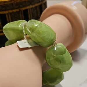 Flinstone VIBE stretchy Green Lucite BRACELET BIG "ROCKS"